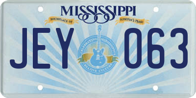 MS license plate JEY063