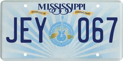MS license plate JEY067