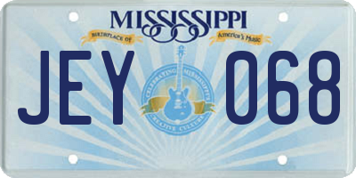 MS license plate JEY068