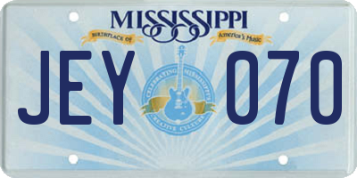 MS license plate JEY070