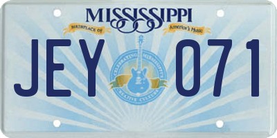 MS license plate JEY071