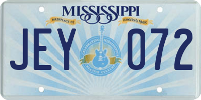 MS license plate JEY072