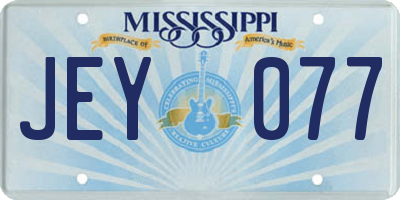 MS license plate JEY077