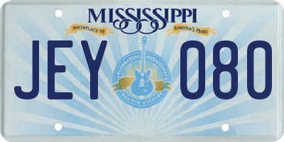 MS license plate JEY080