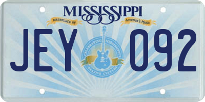 MS license plate JEY092