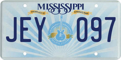 MS license plate JEY097