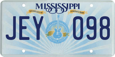MS license plate JEY098