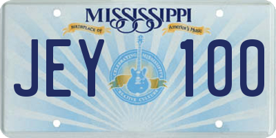MS license plate JEY100