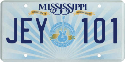 MS license plate JEY101