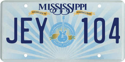 MS license plate JEY104