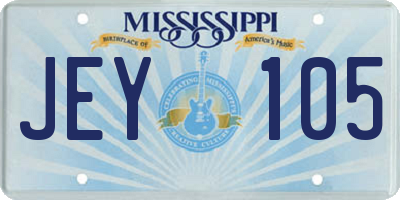 MS license plate JEY105