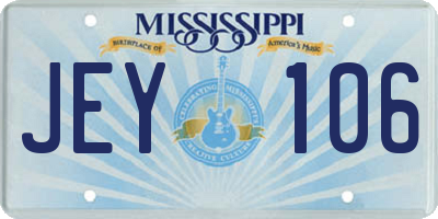 MS license plate JEY106