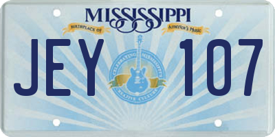 MS license plate JEY107