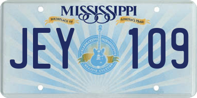 MS license plate JEY109
