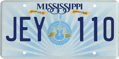 MS license plate JEY110
