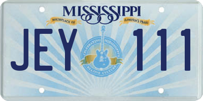 MS license plate JEY111