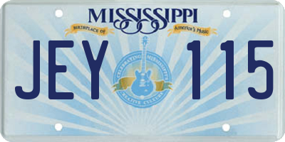 MS license plate JEY115