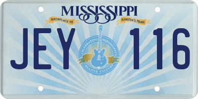 MS license plate JEY116