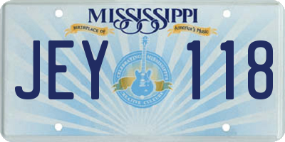 MS license plate JEY118