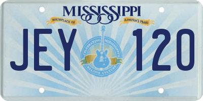 MS license plate JEY120