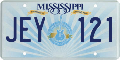 MS license plate JEY121