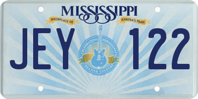 MS license plate JEY122