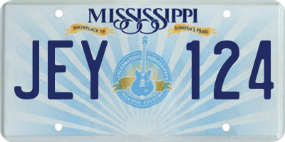 MS license plate JEY124