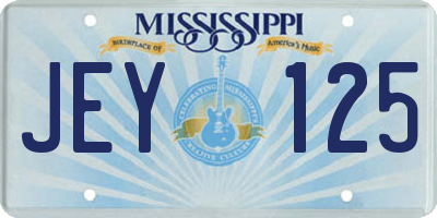 MS license plate JEY125