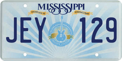MS license plate JEY129