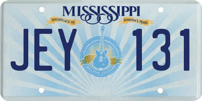 MS license plate JEY131