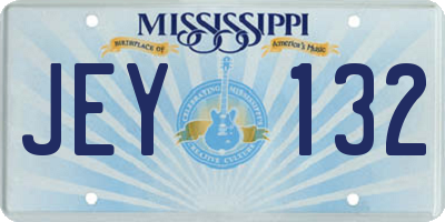 MS license plate JEY132