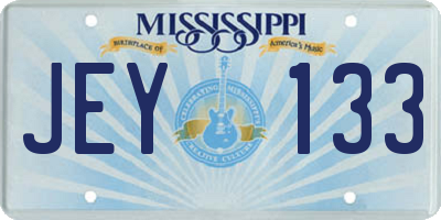 MS license plate JEY133
