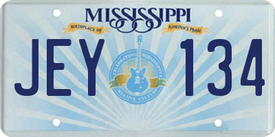 MS license plate JEY134
