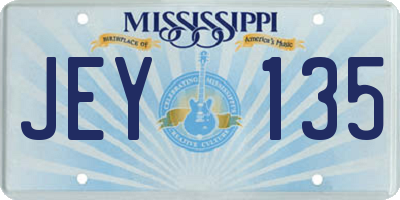 MS license plate JEY135