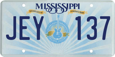 MS license plate JEY137