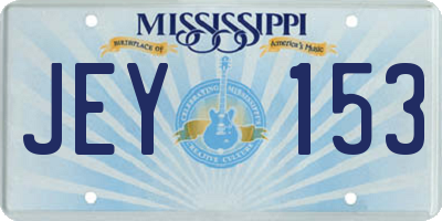 MS license plate JEY153
