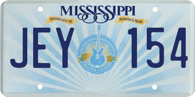 MS license plate JEY154