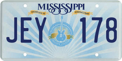 MS license plate JEY178