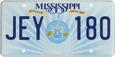 MS license plate JEY180