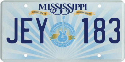 MS license plate JEY183