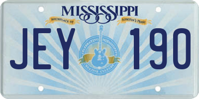 MS license plate JEY190