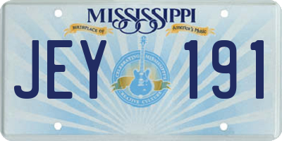 MS license plate JEY191
