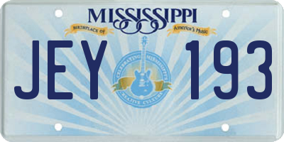 MS license plate JEY193