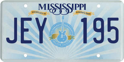 MS license plate JEY195
