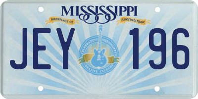 MS license plate JEY196