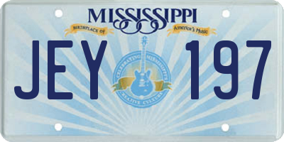 MS license plate JEY197