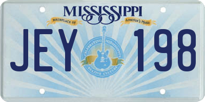 MS license plate JEY198