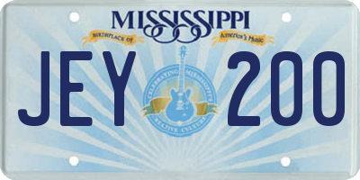 MS license plate JEY200