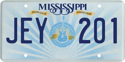 MS license plate JEY201