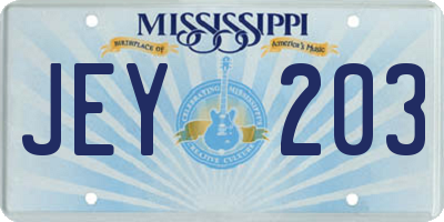MS license plate JEY203